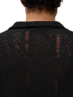 Crochet Cotton-Blend Camp Shirt