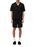 Crochet Cotton-Blend Camp Shirt