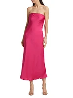 Shauna Satin Strapless Open Back Midi-Dress
