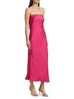 Shauna Satin Strapless Open Back Midi-Dress