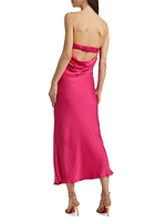 Shauna Satin Strapless Open Back Midi-Dress