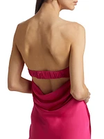 Shauna Satin Strapless Open Back Midi-Dress