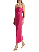 Shauna Satin Strapless Open Back Midi-Dress