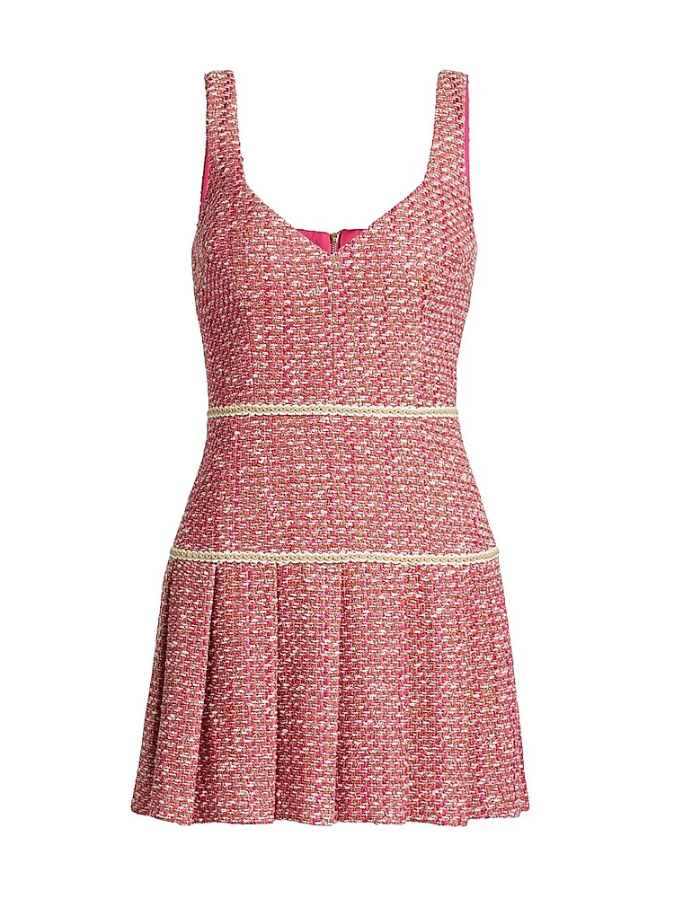 Brianna Tweed Cotton-Blend Pleated Minidress