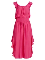 Clementine Ruffled Chiffon Midi-Dress