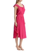 Clementine Ruffled Chiffon Midi-Dress