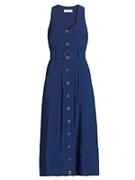 Nomi Belted Sleeveless A-Line Midi-Dress