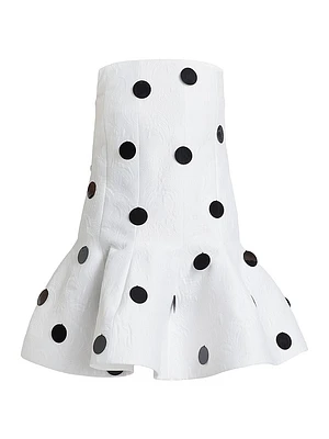 Polka Dot Brocade Flounce Minidress