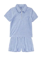 Little Boy's & Terry Cloth Polo Shirt Shorts Set