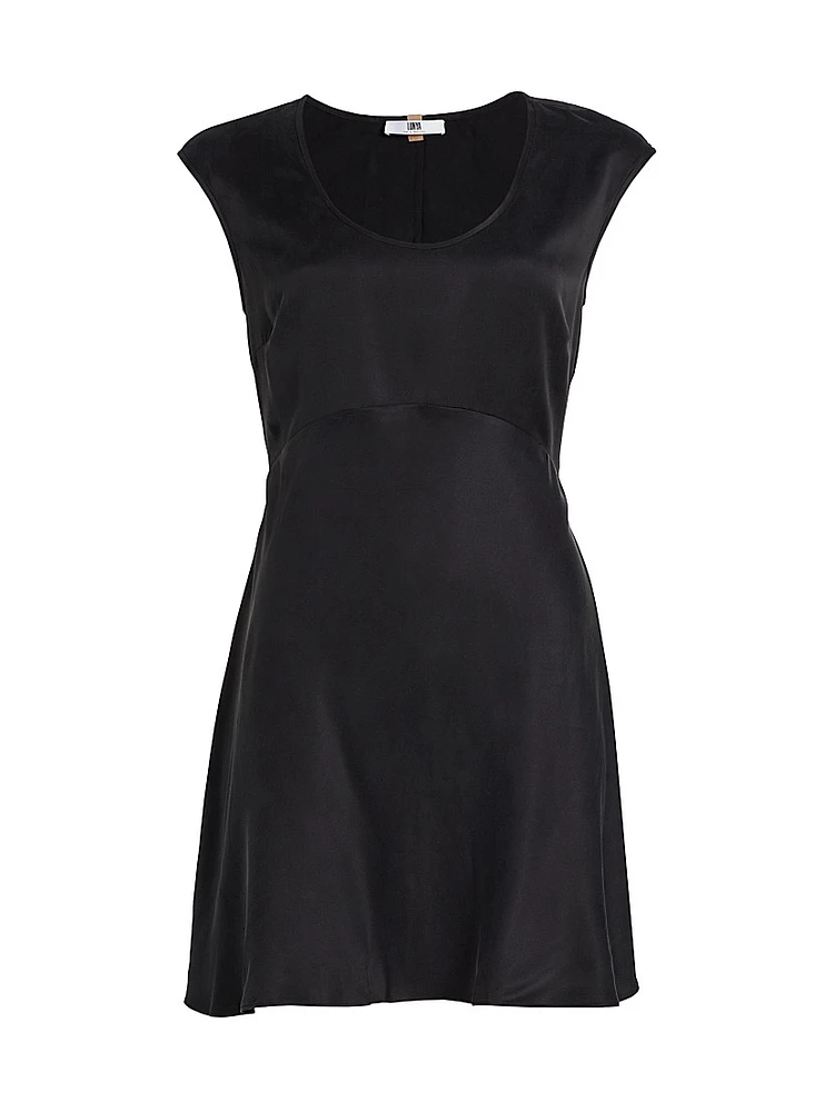 Silk Cap-Sleeve Minidress