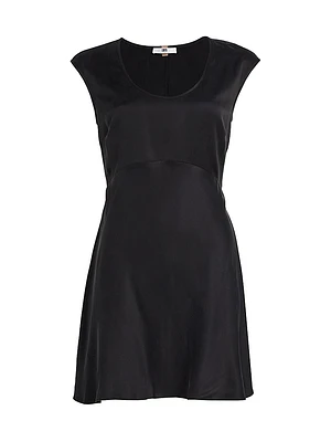 Silk Cap-Sleeve Minidress