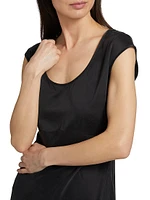 Silk Cap-Sleeve Minidress