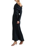 Piper Draped Satin Maxi Dress