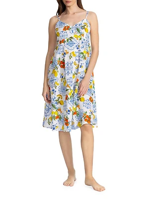 Citrus-Print Cotton Sleep Dress