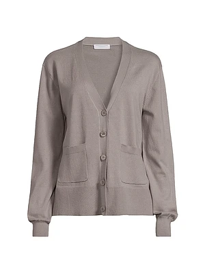 Stretch-Cotton V-Neck Cardigan