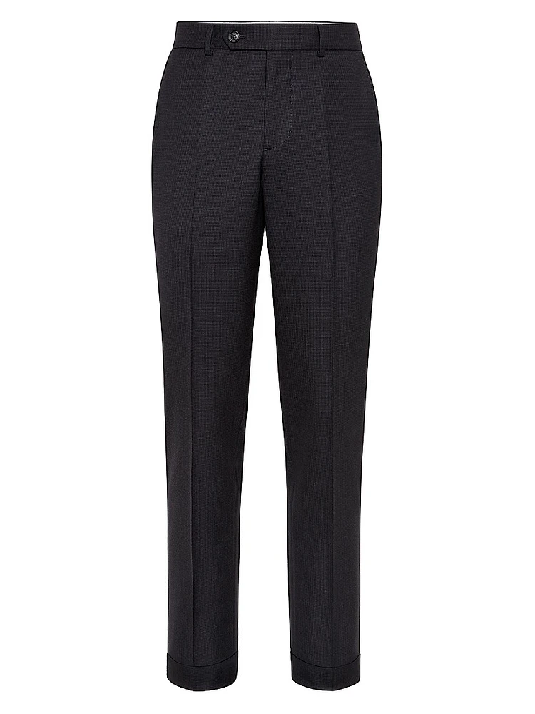 Virgin Wool Houndstooth Formal Fit Trousers