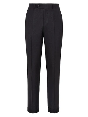 Virgin Wool Houndstooth Formal Fit Trousers