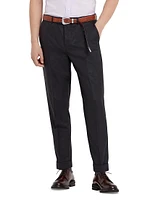 Virgin Wool Houndstooth Formal Fit Trousers