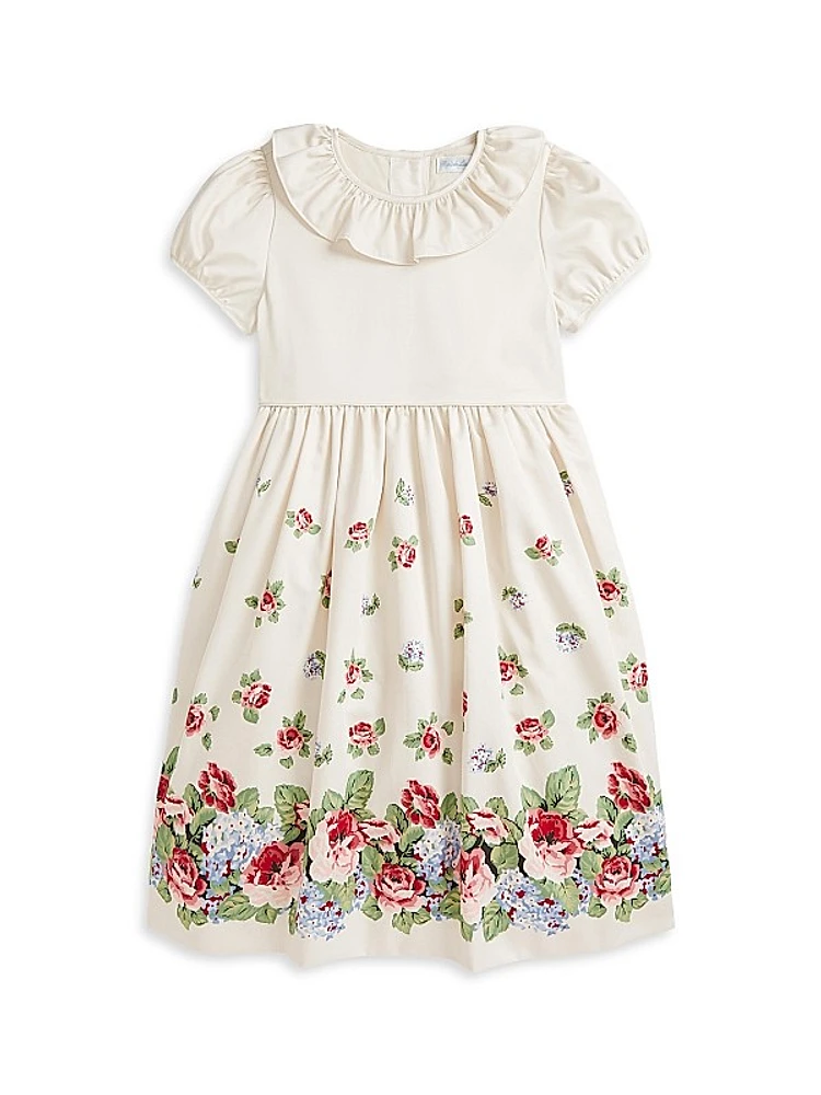 Little Girl's & Girl's Floral Sateen Dress