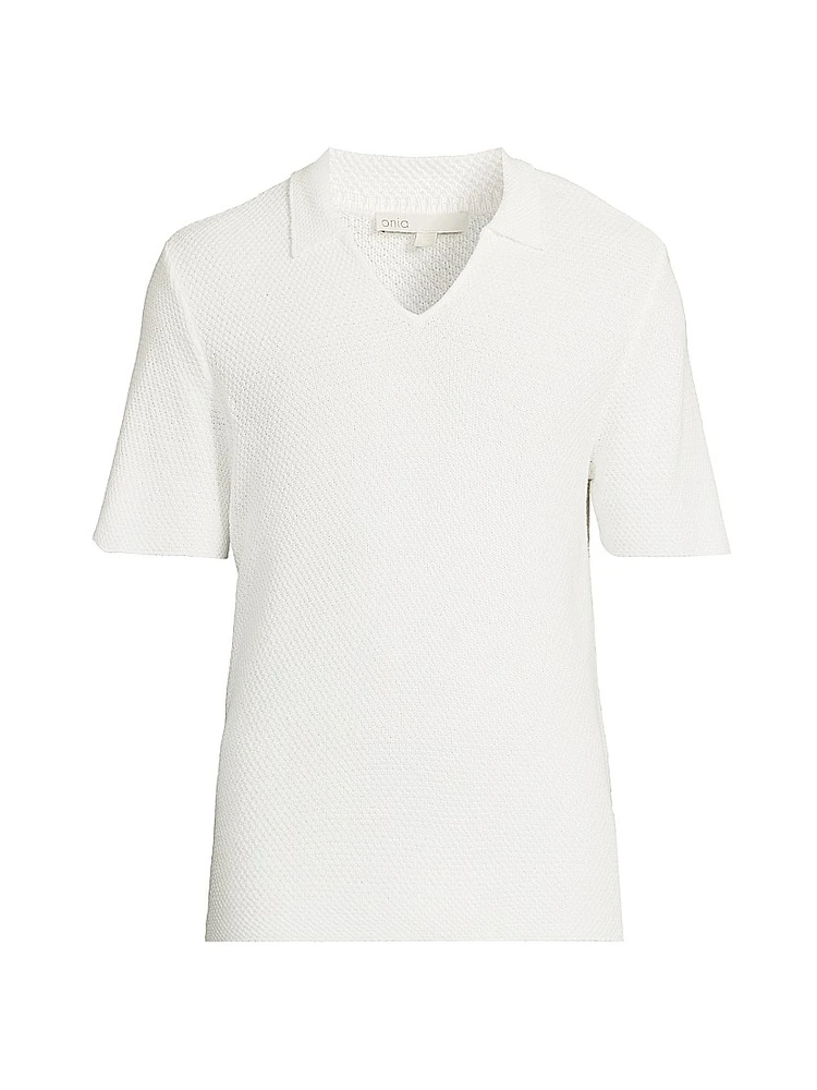 Crochet Johnny Collar Polo Shirt