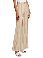 Striped Stretch-Cotton-Blend Mid-Rise Flared Pants