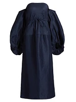 Off-The-Shoulder Balloon-Sleeve Midi-Dress