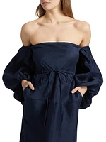 Off-The-Shoulder Balloon-Sleeve Midi-Dress