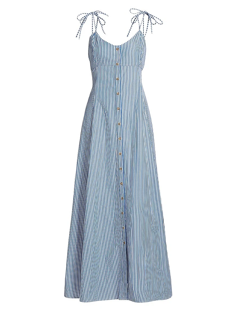 High Garden Striped Cotton Sleeveless Maxi Dress