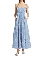 High Garden Striped Cotton Sleeveless Maxi Dress