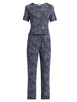 Aria Floral Rib-Knit Jersey Pajamas