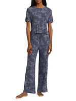 Aria Floral Rib-Knit Jersey Pajamas