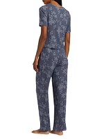 Aria Floral Rib-Knit Jersey Pajamas