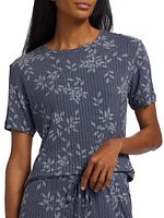 Aria Floral Rib-Knit Jersey Pajamas