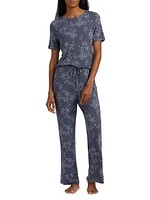 Aria Floral Rib-Knit Jersey Pajamas
