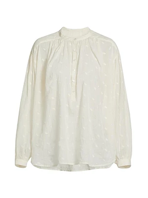 Neville Abstract Embroidered Cotton Blouse