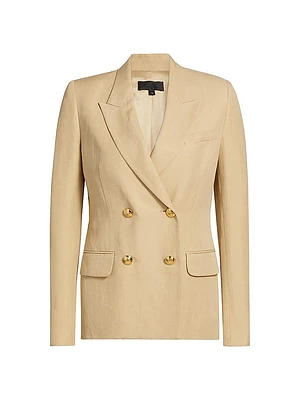 Veda Linen-Silk Double-Breasted Jacket