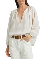 Cristo Embroidered V-Neck Blouse