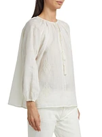 Cristo Embroidered V-Neck Blouse