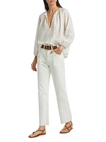 Cristo Embroidered V-Neck Blouse