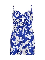 Anya Lily Abstract Linen-Blend Romper
