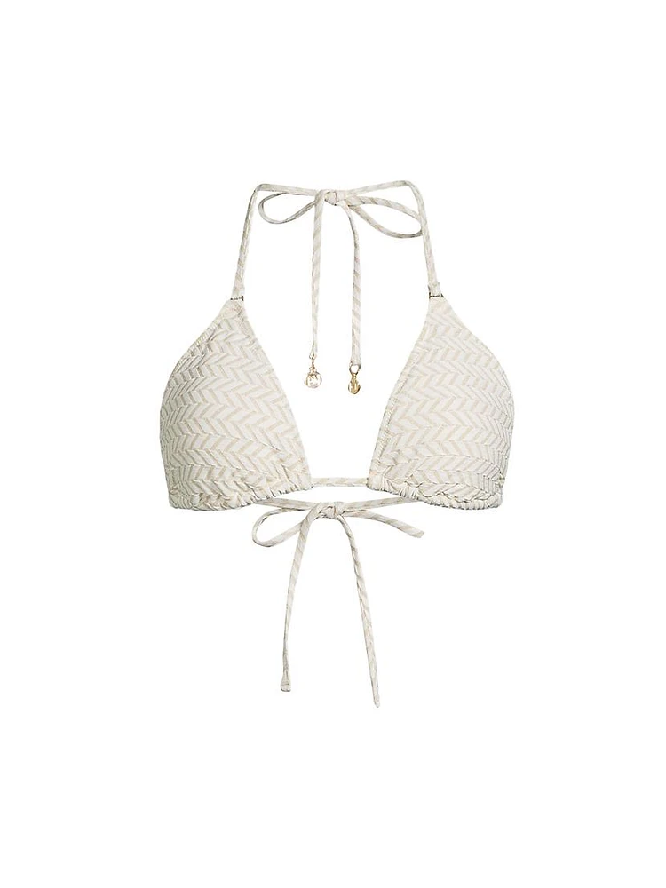 Metallic Herringbone Bikini Top