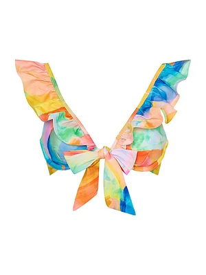 Watercolor Paint Stroke Ruffle Bikini Top