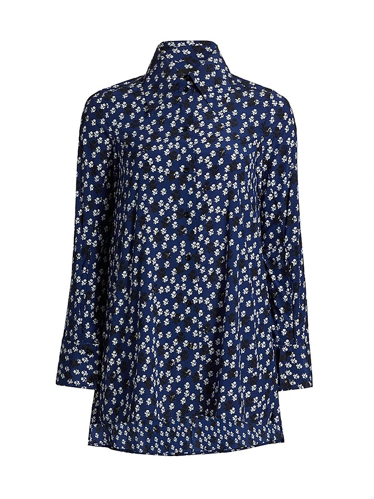 Emmeline Floral Silk-Blend Button-Front Shirt