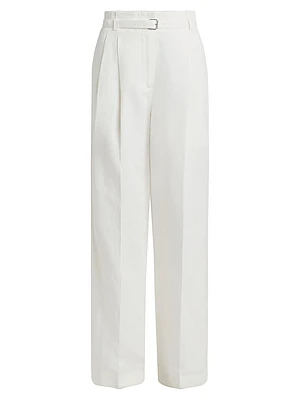 Jules Belted Linen-Blend Flared Pants