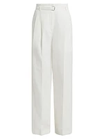 Jules Belted Linen-Blend Flared Pants