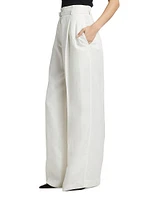 Jules Belted Linen-Blend Flared Pants