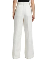 Jules Belted Linen-Blend Flared Pants
