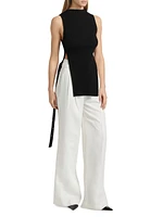 Jules Belted Linen-Blend Flared Pants