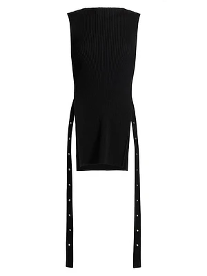Rita Rib-Knit Sleeveless Side-Slit Top