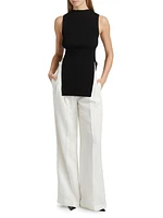 Rita Rib-Knit Sleeveless Side-Slit Top